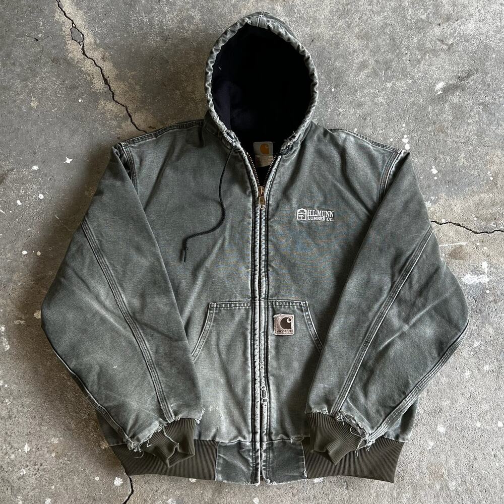 Carhartt J68 MOS faded green hooded work wear jacket